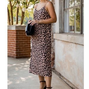 Kathleen Barnes x The Drop animal print midi slip dress XXL